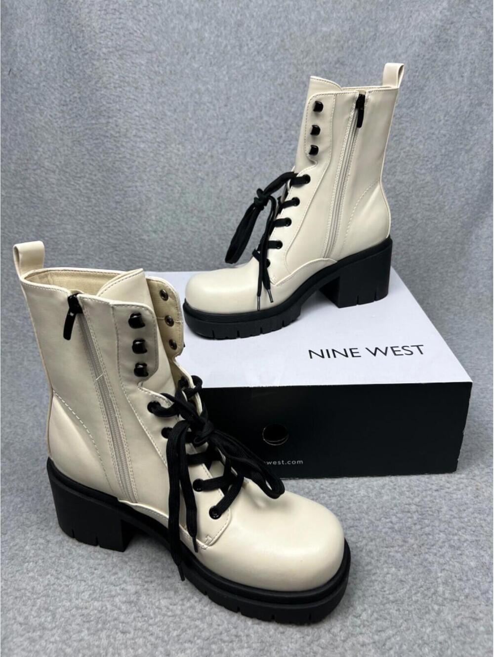 Y2k Nine West Platform Chunky Combat Boots Womens Lace Up 9.5 Gothic Punk